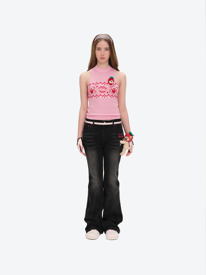 13DE MARZO Candy Color Knitted Vest Pink
