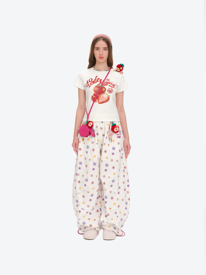 13DE MARZO x Chupa Chups All-Over Print Wide-Leg Pants White