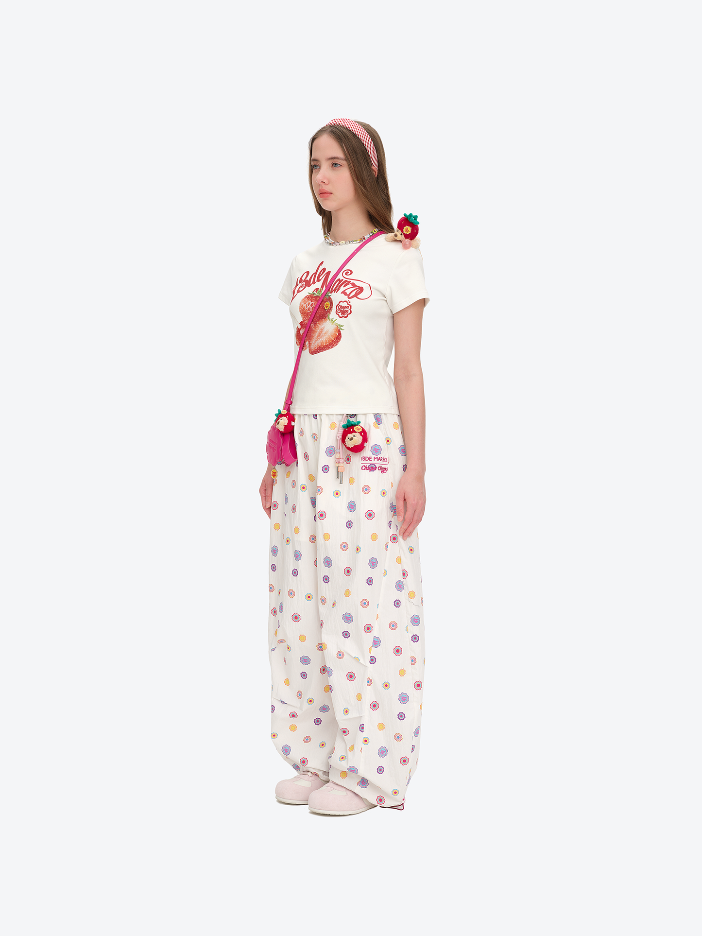 13DE MARZO x Chupa Chups All-Over Print Wide-Leg Pants White