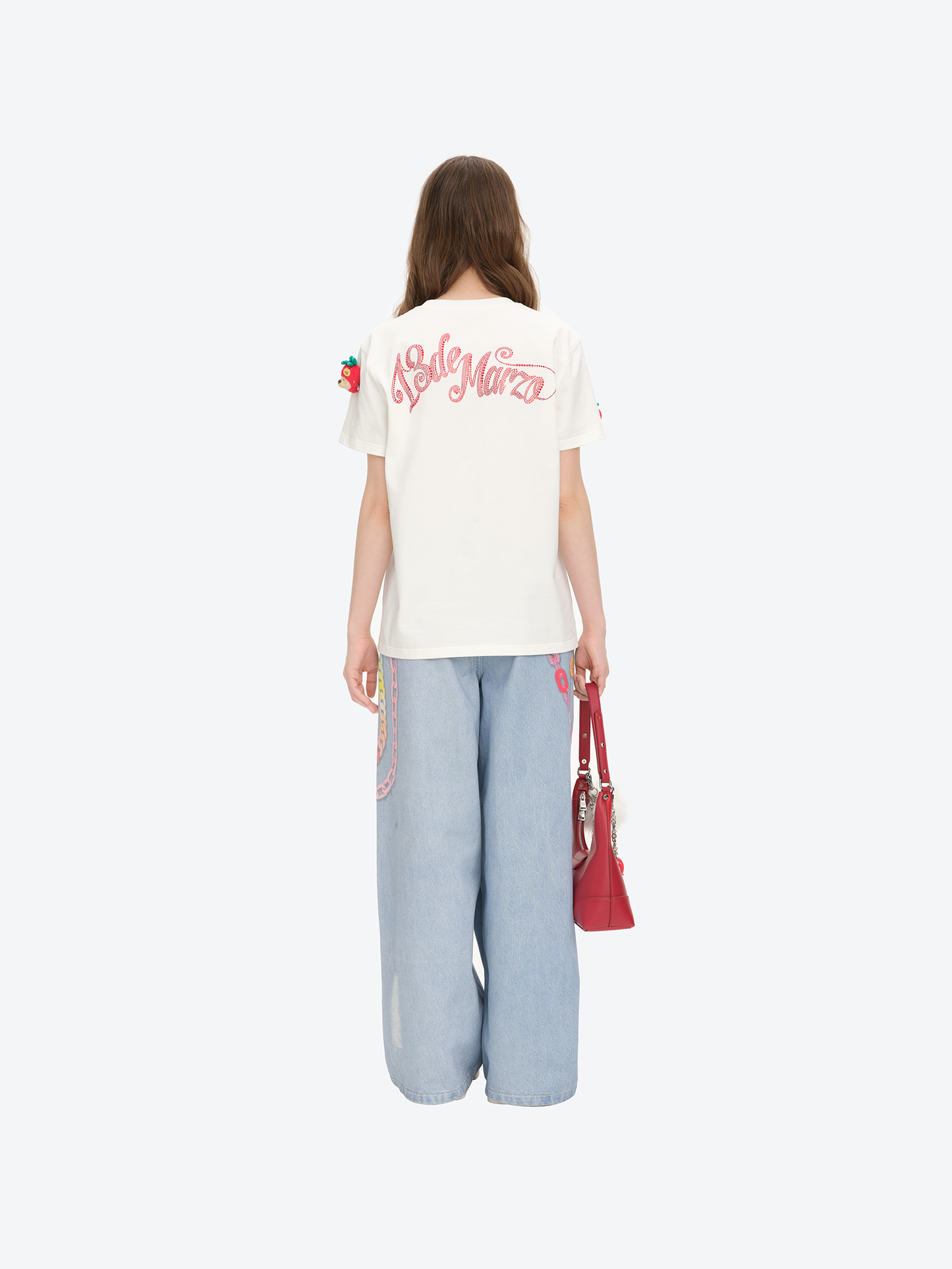 13DE MARZO x Chupa Chups Bear Print with Rhinestone T-shirt White