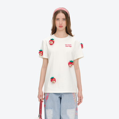 13DE MARZO x Chupa Chups Bear Print with Rhinestone T-shirt White