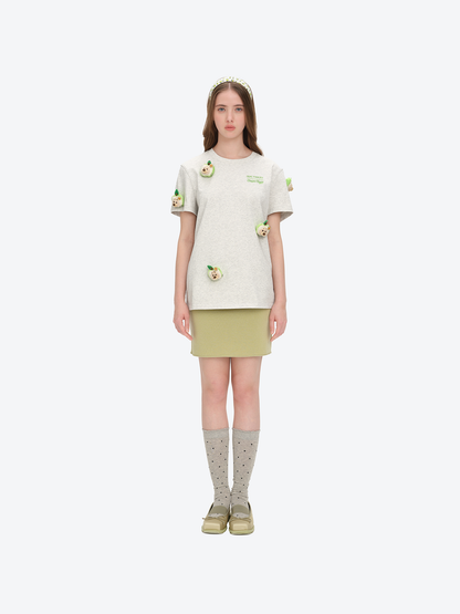 13DE MARZO x Chupa Chups Bear Print with Rhinestone T-shirt Grey