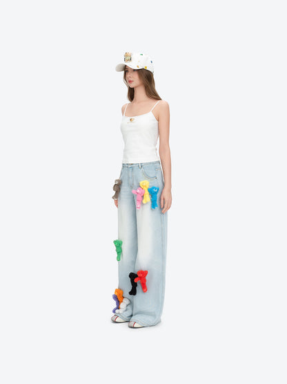 13DE MARZO Mini Bear Print Vest White