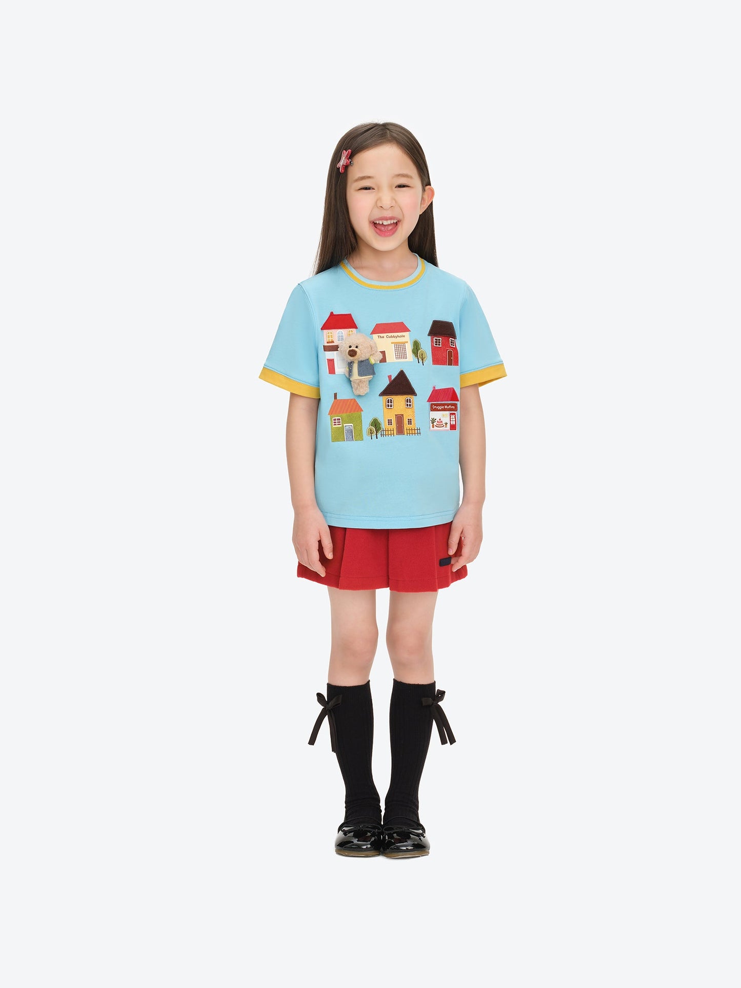 13DE MARZO BabyBear Town Illustration T-shirt Blue