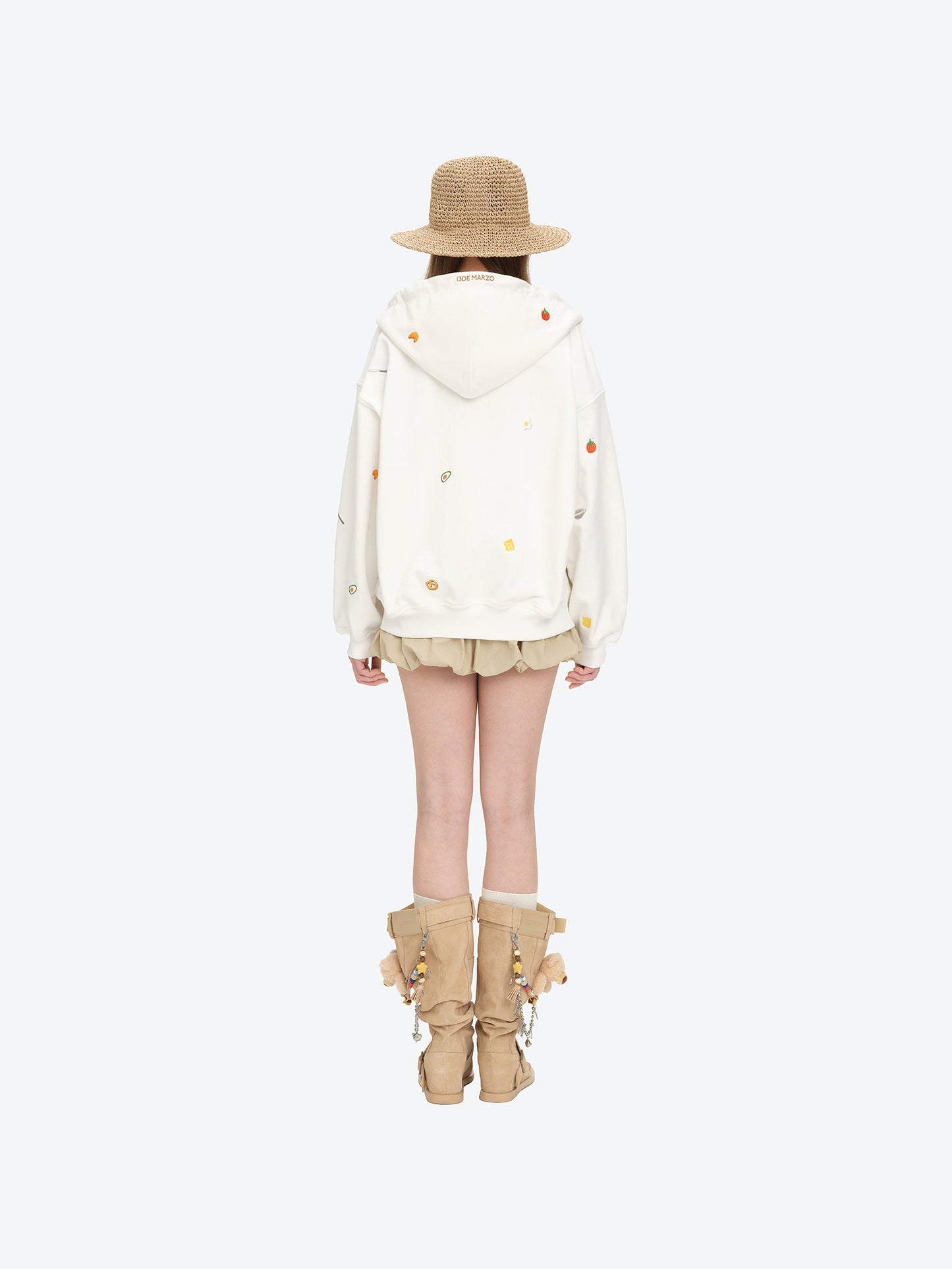 13DE MARZO Woven Straw Hat Khaki