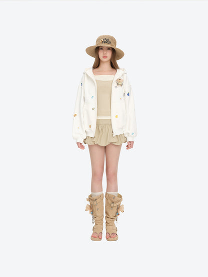 13DE MARZO Woven Straw Hat Khaki