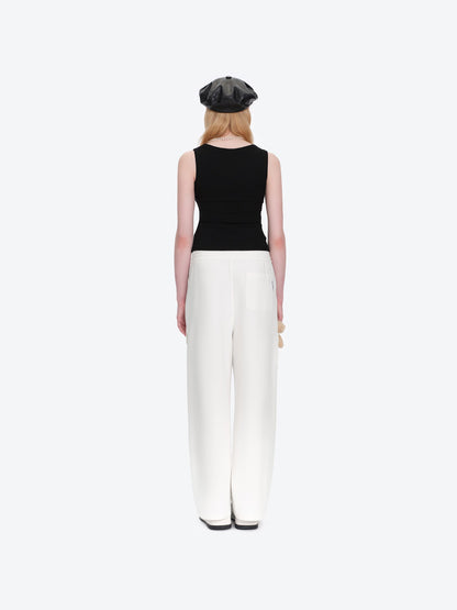 13DE MARZO Pocket Bear Wide-leg Sweatpants White