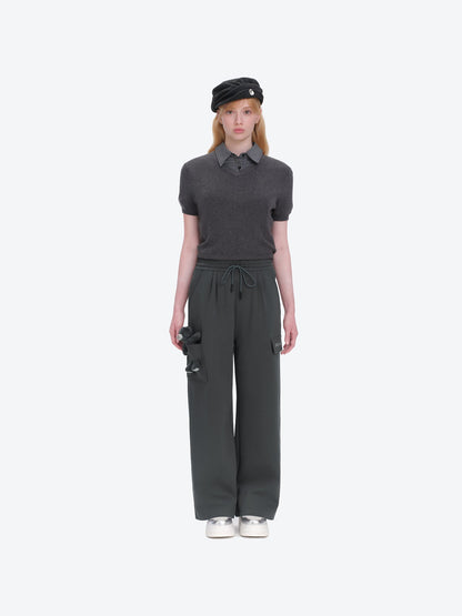13DE MARZO Pocket Bear Wide-leg Sweatpants Dark Grey