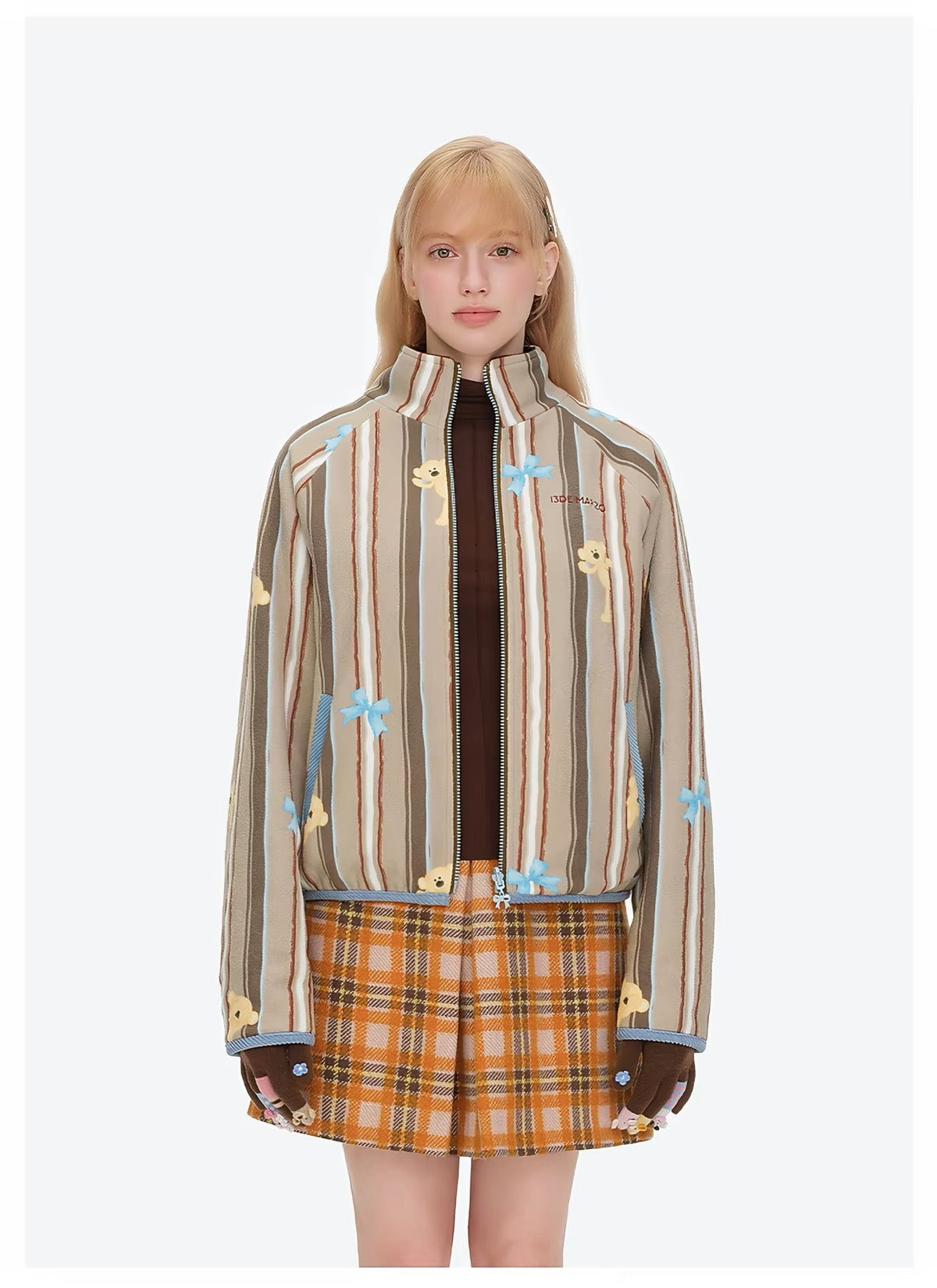 13DE MARZO Marzo Valley Fleece Print Jacket Brown
