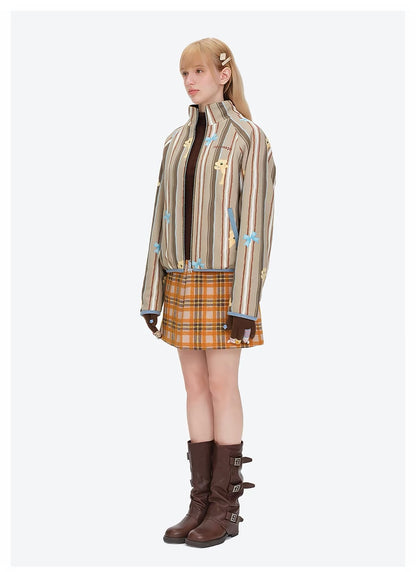 13DE MARZO Marzo Valley Fleece Print Jacket Brown