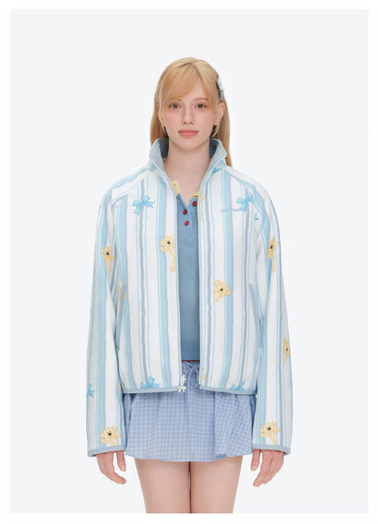 13DE MARZO Marzo Valley Fleece Print Jacket Blue
