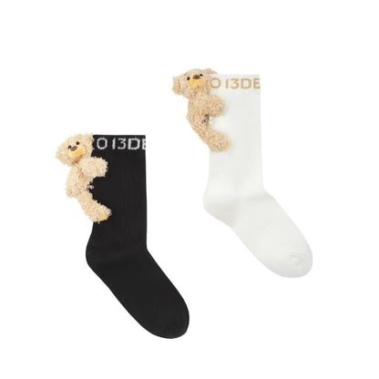 13DE MARZO Base Stacked Socks Black & White