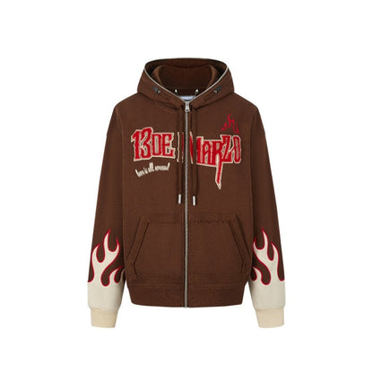 13DE MARZO Flame Zip Hoodie Mole