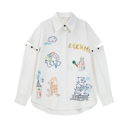 Charlie Luciano Playful Print Detachable-Sleeve Shirt White