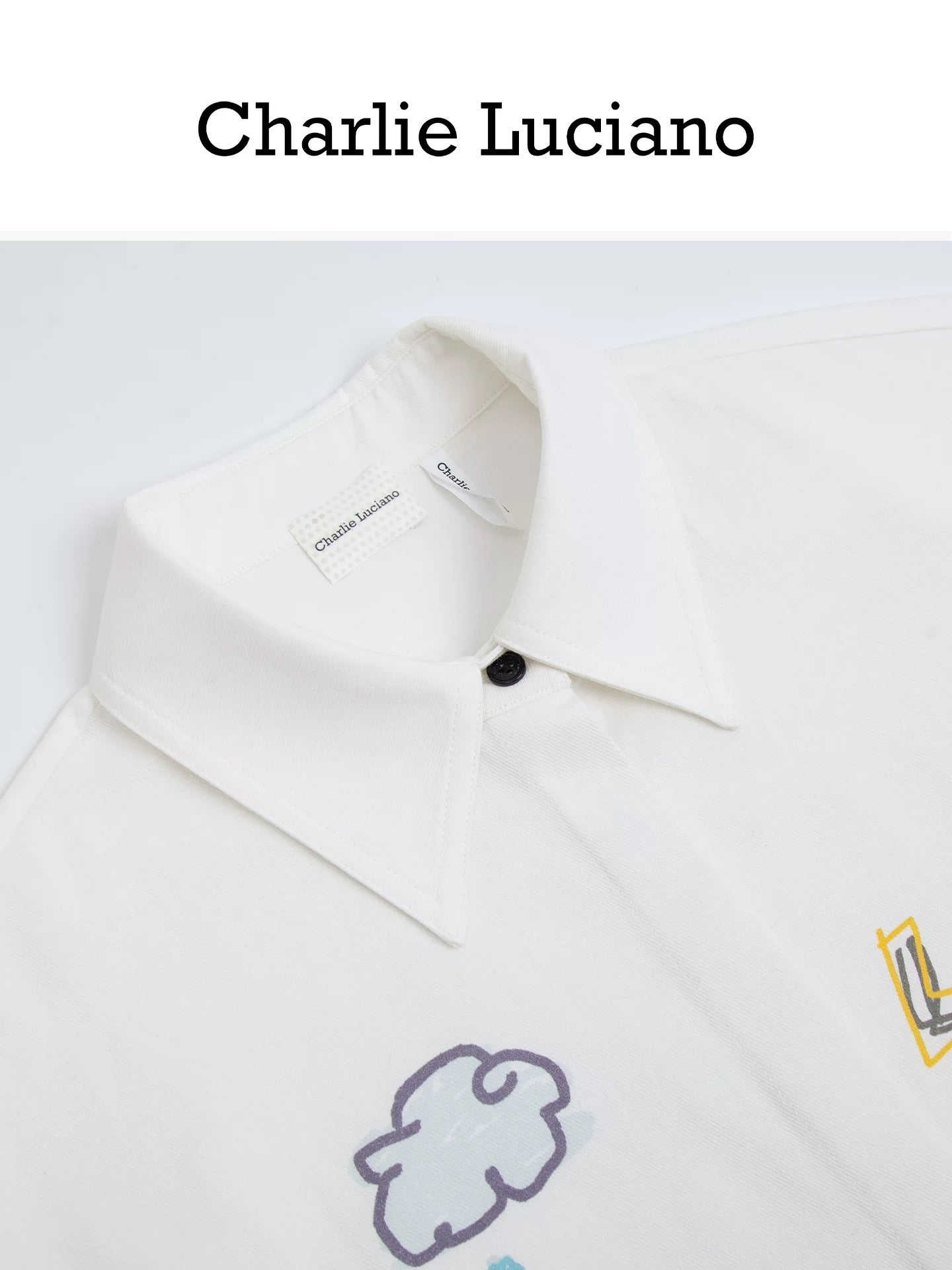 Charlie Luciano Playful Print Detachable-Sleeve Shirt White