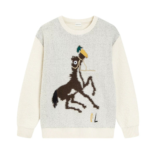 Charlie Luciano Pony Jacquard Crewneck Sweater