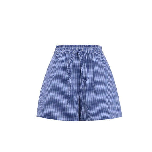 Concise-White Striped Embroidered Pocket Short Pants