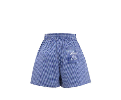 Concise-White Striped Embroidered Pocket Short Pants