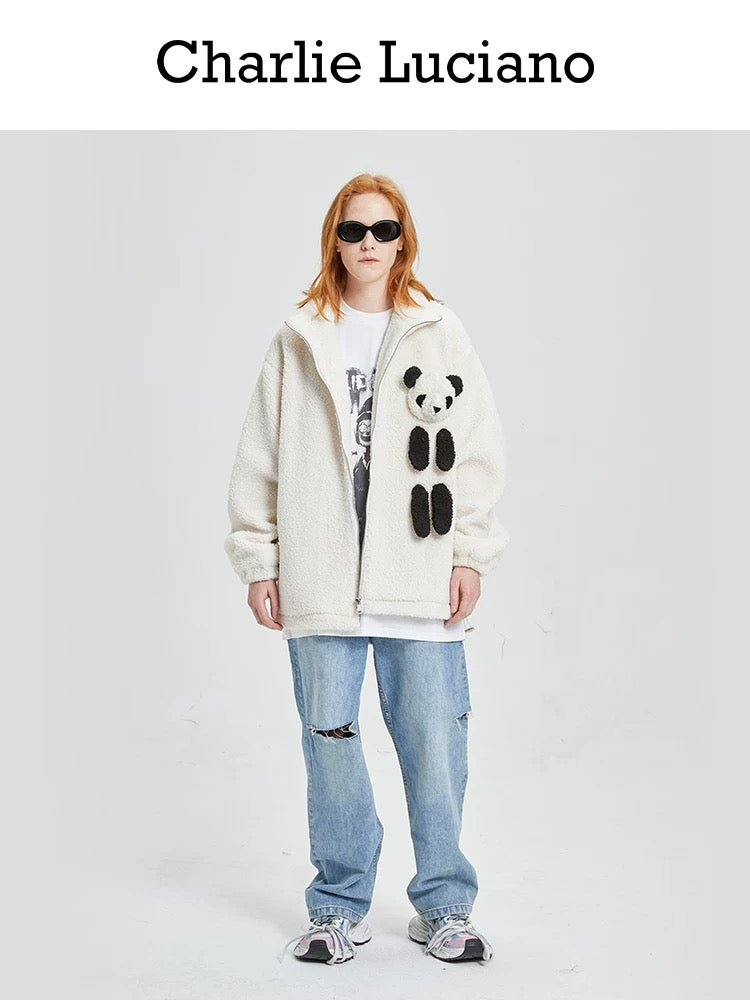 Charlie Luciano Plush Panda Jacket White