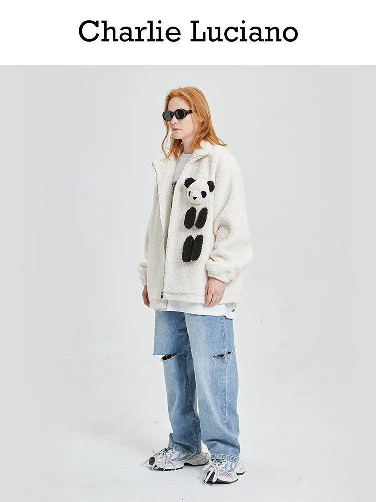 Charlie Luciano Plush Panda Jacket White