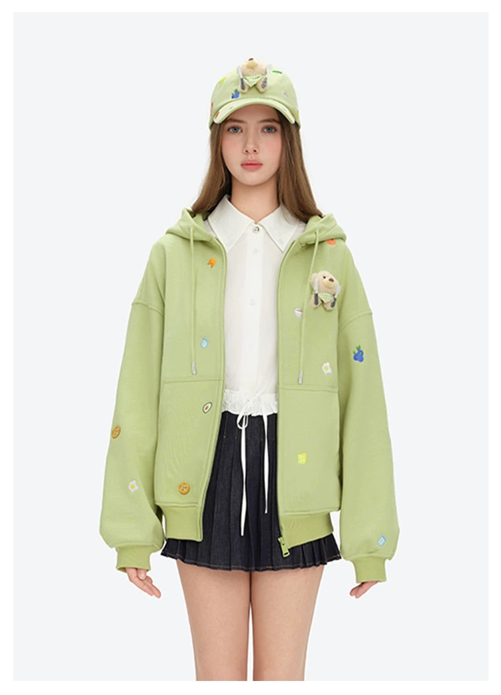 13DE MARZO Nutrition Breakfast Bear Hoodie Green