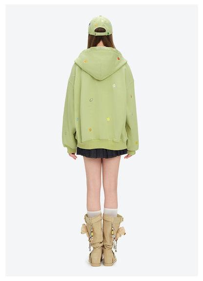 13DE MARZO Nutrition Breakfast Bear Hoodie Green