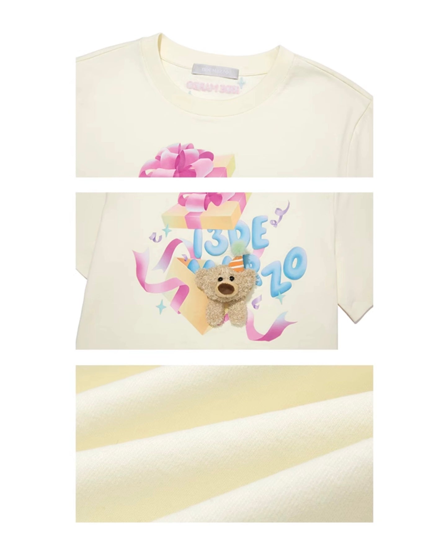 13DE MARZO Gift Box Bear T-Shirt Beige