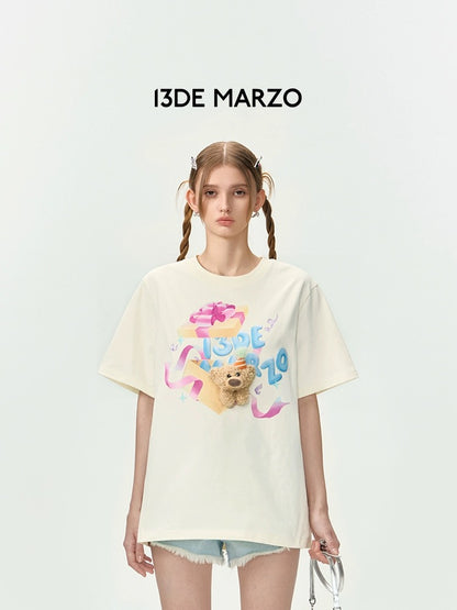 13DE MARZO Gift Box Bear T-Shirt Beige