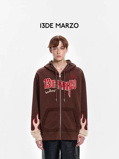 13DE MARZO Flame Zip Hoodie Mole