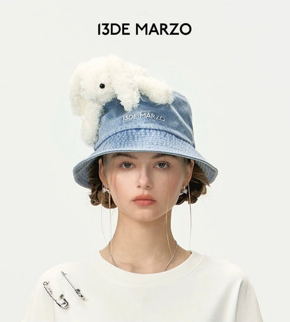 13DE MARZO Doozoo Washed Denim Bucket Hat Blue