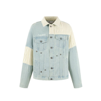 13DE MARZO Weave Knit Blend Denim Jacket Sea Angel