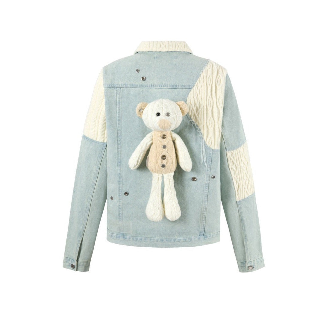 13DE MARZO Weave Knit Blend Denim Jacket Sea Angel