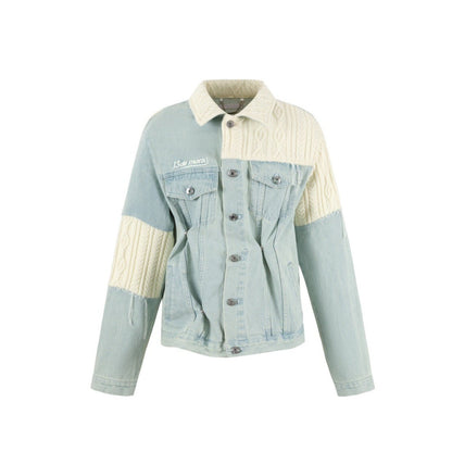 13DE MARZO Weave Knit Blend Denim Jacket Sea Angel