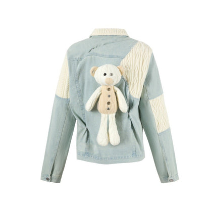 13DE MARZO Weave Knit Blend Denim Jacket Sea Angel