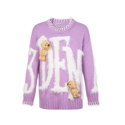 13DE MARZO Doozoo Mohair Logo Sweater Sheer Lilac