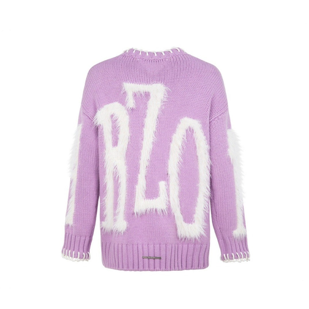 13DE MARZO Doozoo Mohair Logo Sweater Sheer Lilac