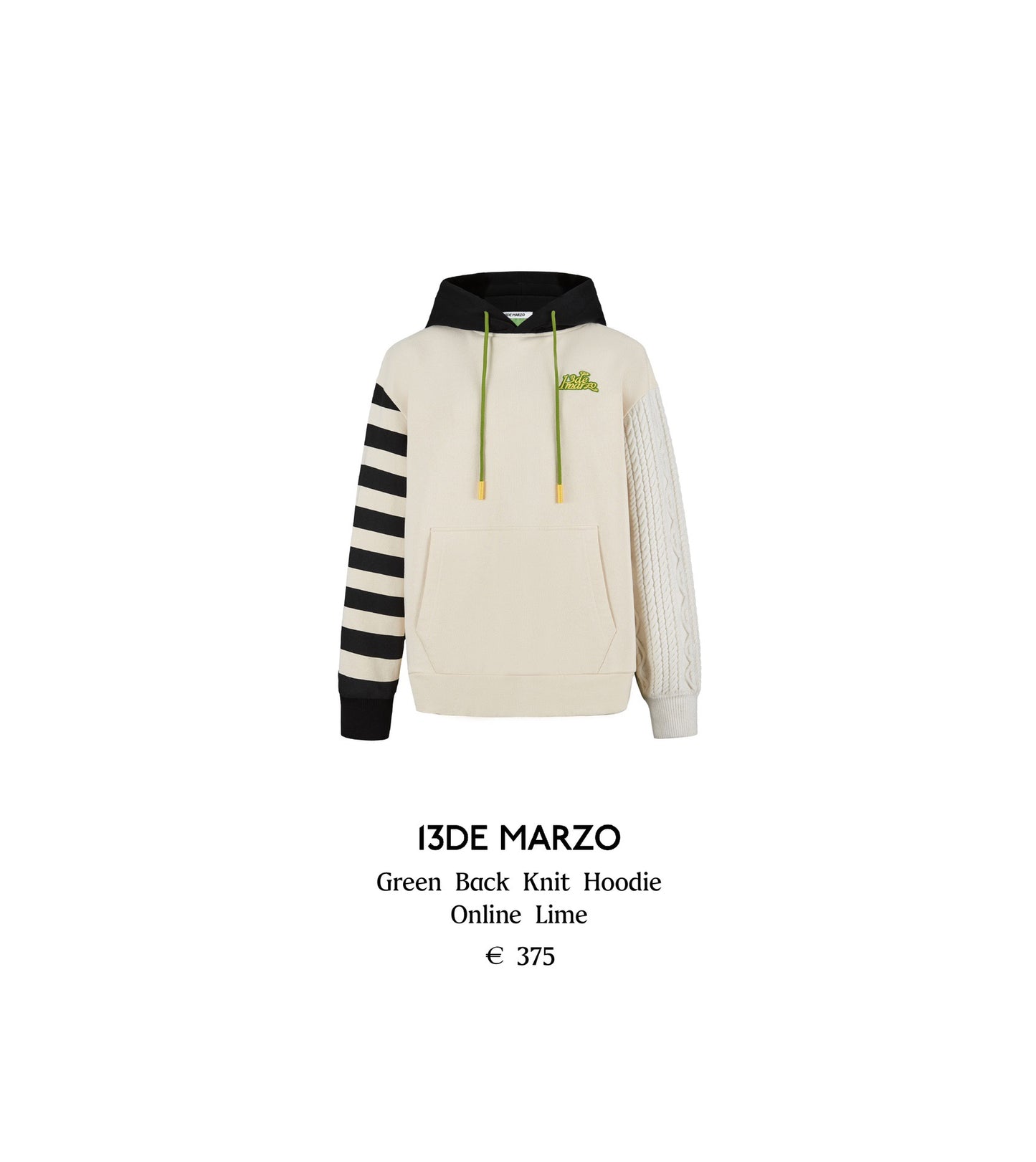 13DE MARZO Green Back Knit Hoodie Online Lime