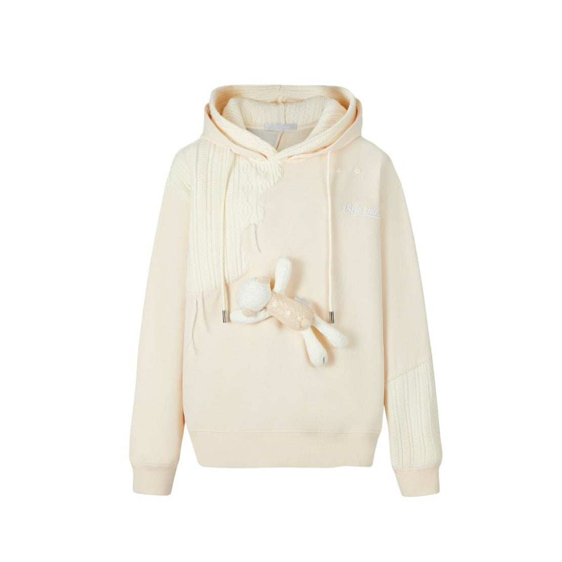 13DE MARZO Bear Knit Suture Layered Hoodie Frozen Dew