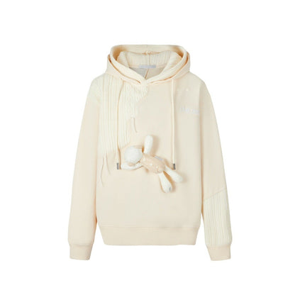 13DE MARZO Bear Knit Suture Layered Hoodie Frozen Dew