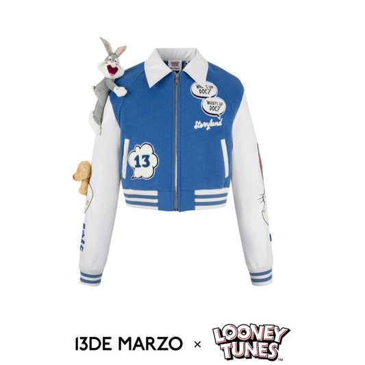 13DE MARZO x LOONEY TUNES Bugs Bunny Short Baseball Jacket Baleine Blue