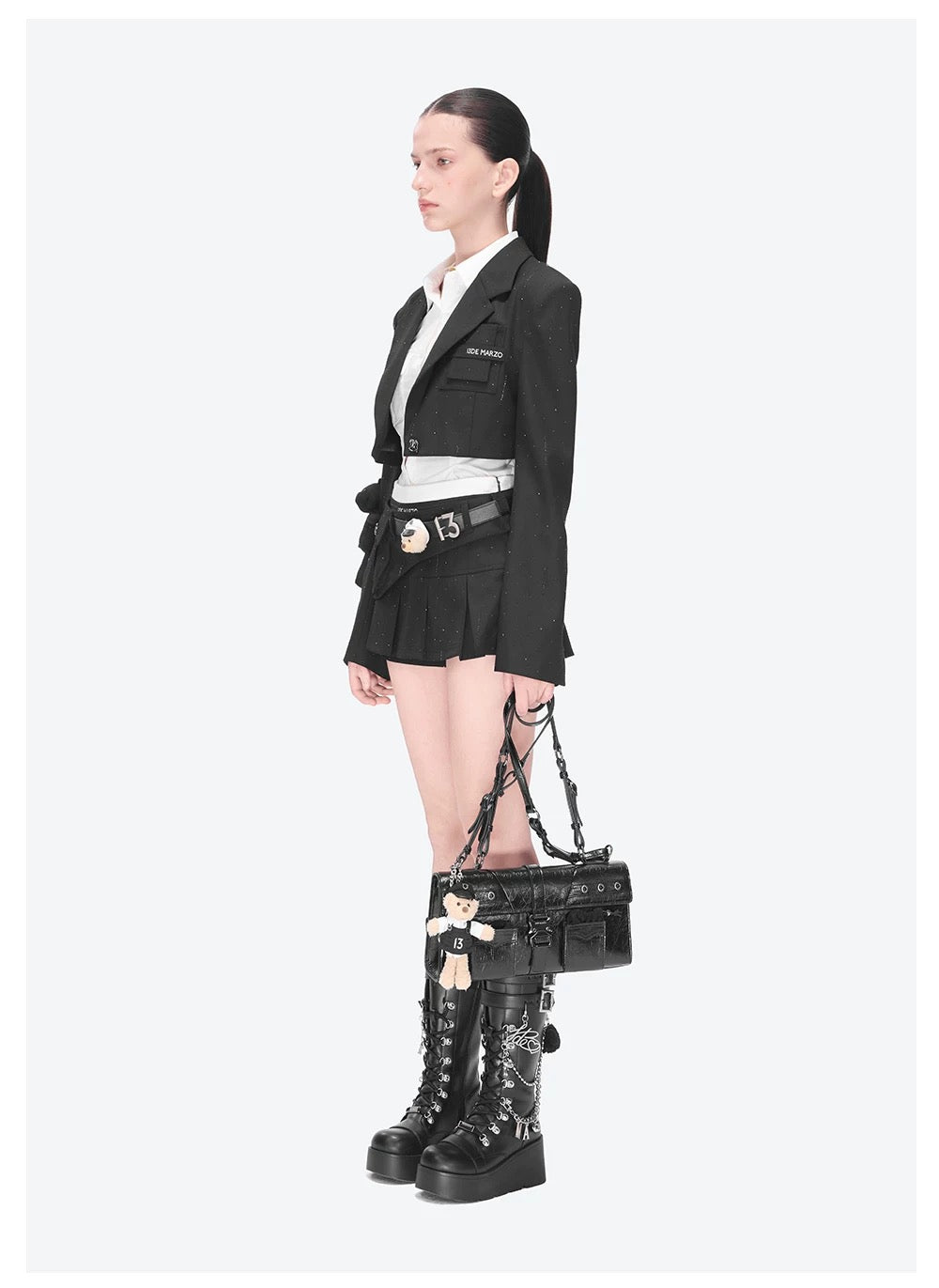 13DE MARZO Sheriff Bear Baguette Bag Black
