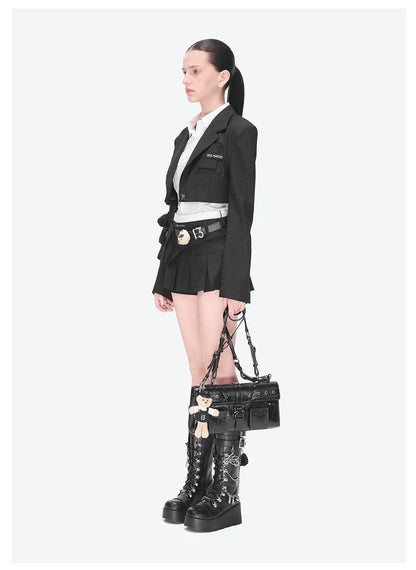 13DE MARZO Sheriff Bear Baguette Bag Black