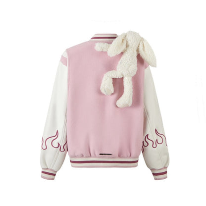 13DE MARZO Flame Baseball Jacket Mauve Chalk