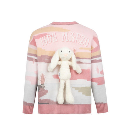 13DE MARZO Mosaic Scene Sweater Primrose Pink