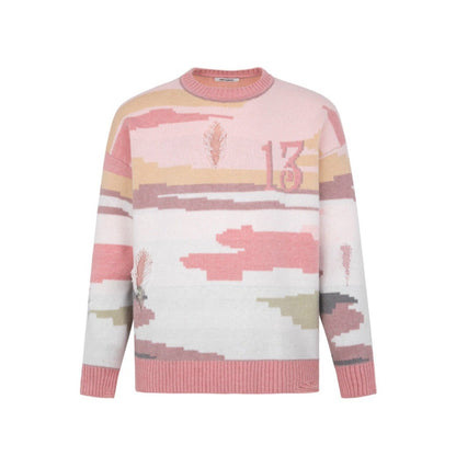 13DE MARZO Mosaic Scene Sweater Primrose Pink