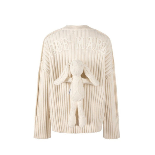 13DE MARZO Bear Embossment Sweater Coconut Milk