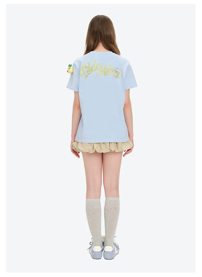 13DE MARZO x Chupa Chups Bear Print with Rhinestone T-shirt Blue