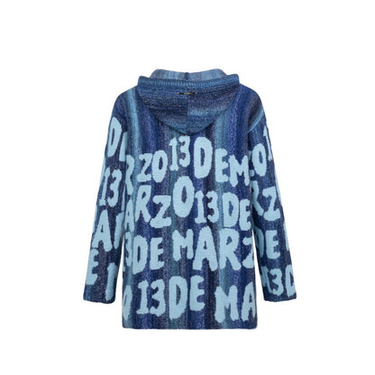 13DE MARZO Logo Printing Stripe Knit Hoodie Galactica