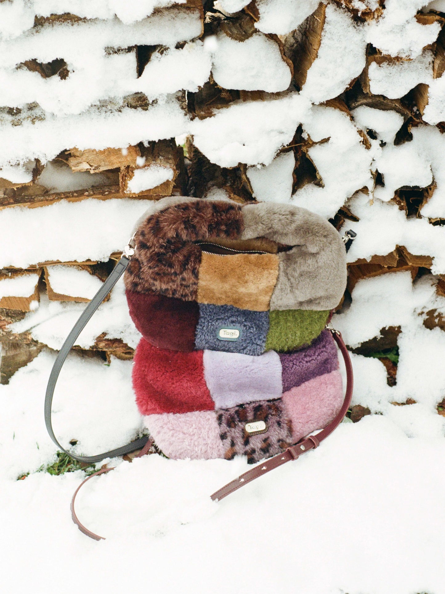 Tagi. Fuzzy Patchwork Shoulder Bag