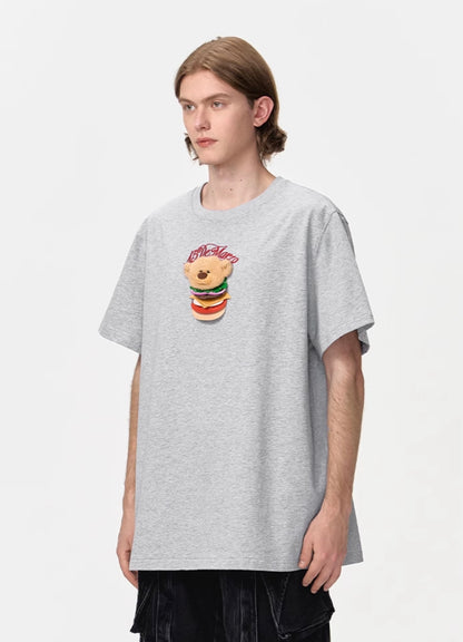 13DE MARZO Layered Hamburger T-Shirt Grey